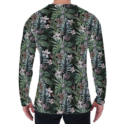 Vintage Tropical Floral Print Men's Long Sleeve T-Shirt