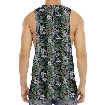 Vintage Tropical Floral Print Men's Muscle Tank Top
