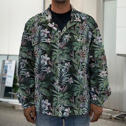 Vintage Tropical Floral Print Men's Shirt Jacket