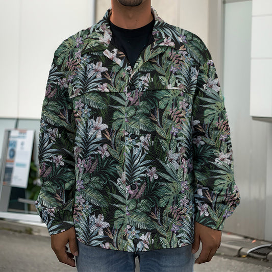Vintage Tropical Floral Print Men's Shirt Jacket