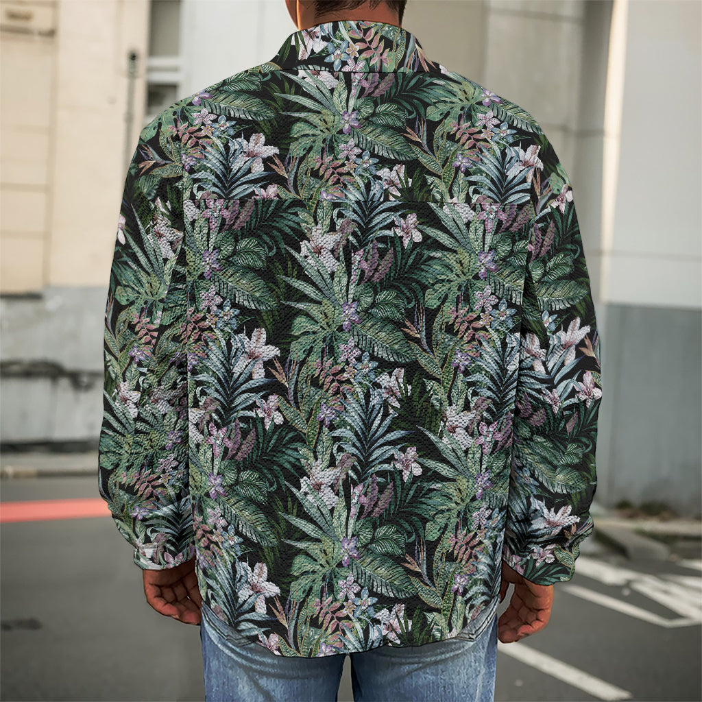 Vintage Tropical Floral Print Men's Shirt Jacket