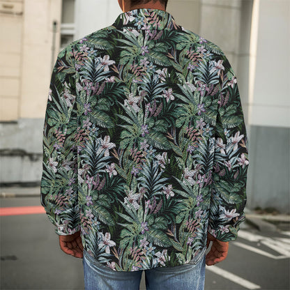 Vintage Tropical Floral Print Men's Shirt Jacket