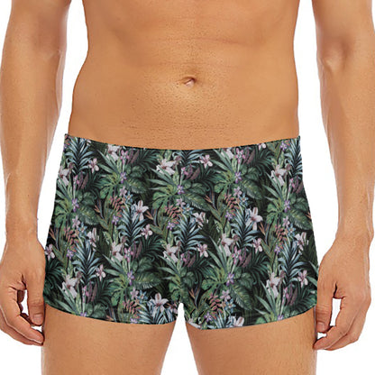 Vintage Tropical Floral Print Men's Short Boxer Briefs