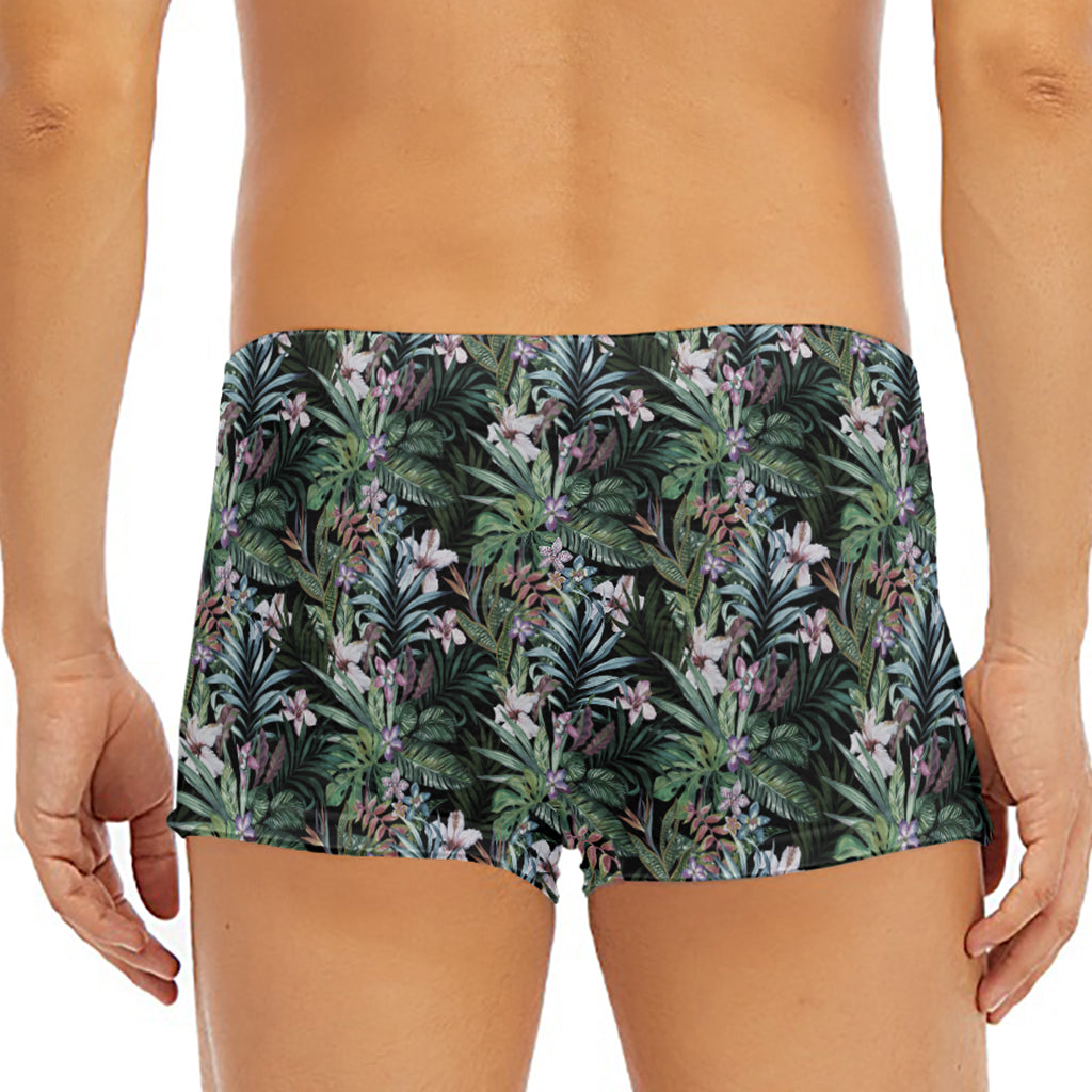 Vintage Tropical Floral Print Men's Short Boxer Briefs