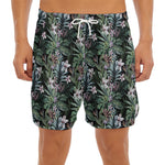 Vintage Tropical Floral Print Men's Split Running Shorts