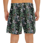 Vintage Tropical Floral Print Men's Split Running Shorts