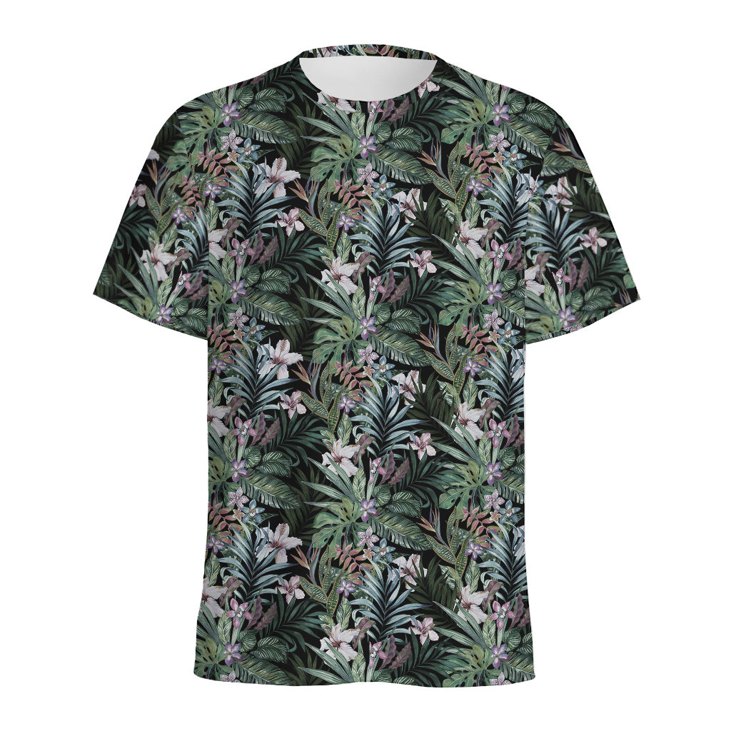 Vintage Tropical Floral Print Men's Sports T-Shirt