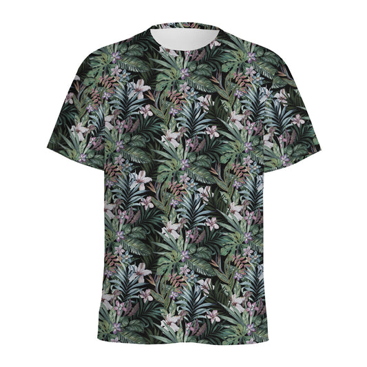 Vintage Tropical Floral Print Men's Sports T-Shirt