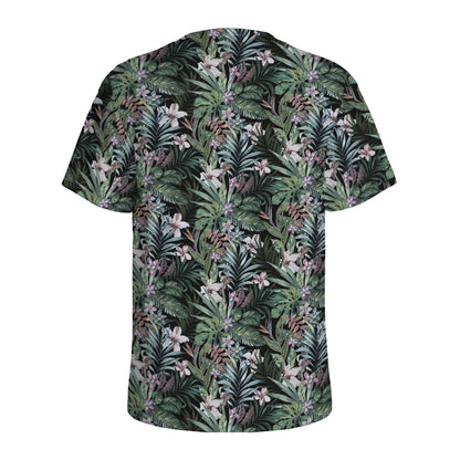 Vintage Tropical Floral Print Men's Sports T-Shirt