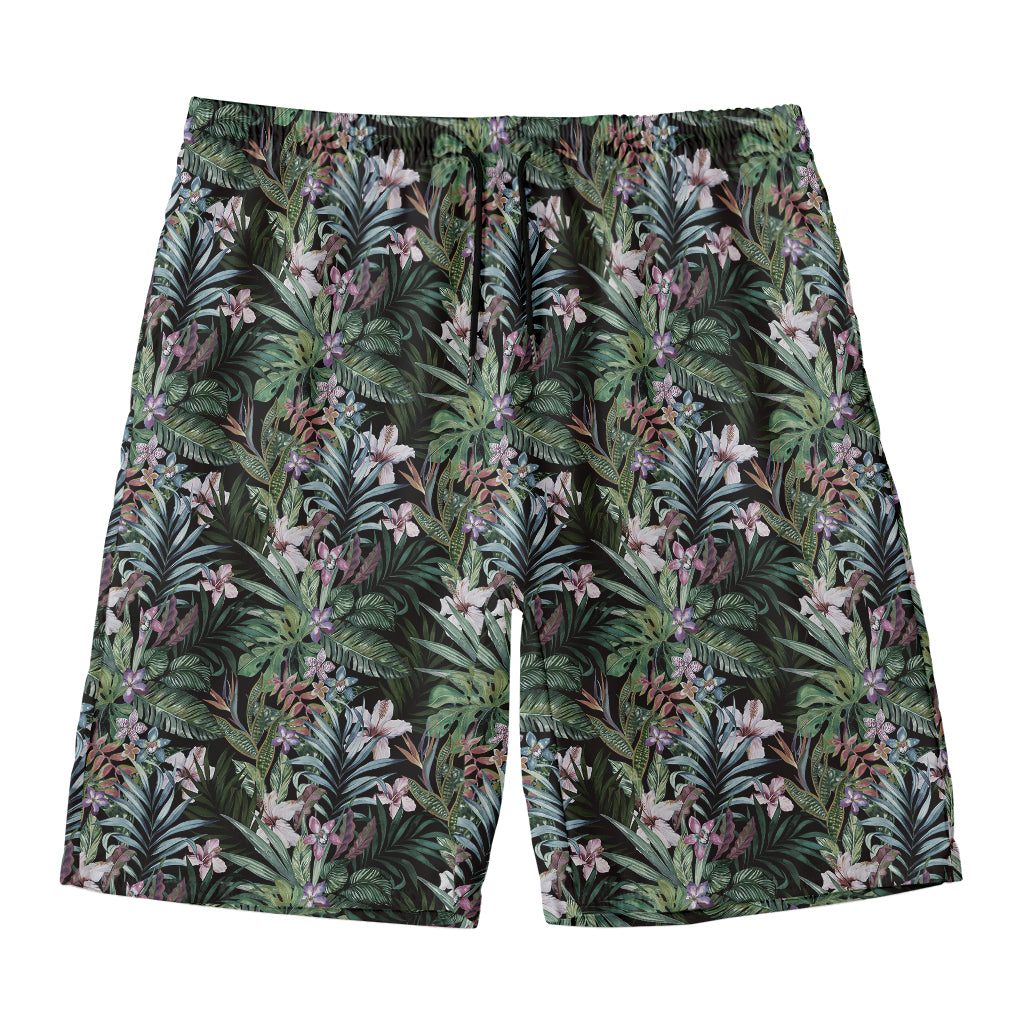Vintage Tropical Floral Print Men's Swim Trunks