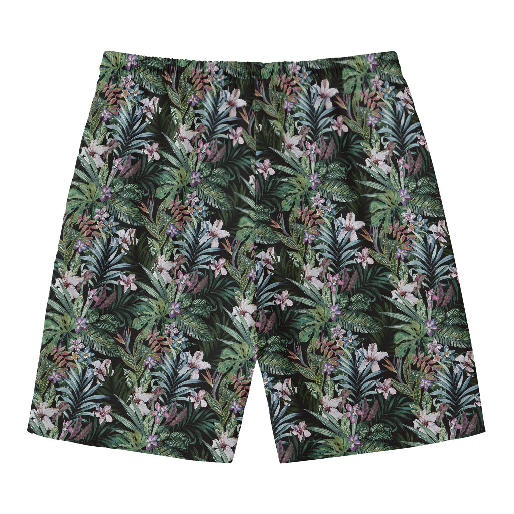 Vintage Tropical Floral Print Men's Swim Trunks