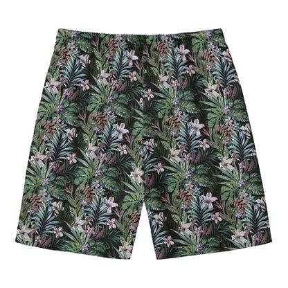 Vintage Tropical Floral Print Men's Swim Trunks
