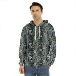 Vintage Tropical Floral Print Men's Velvet Pullover Hoodie