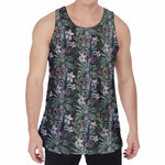Vintage Tropical Floral Print Men's Velvet Tank Top