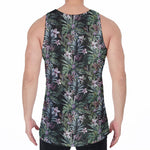 Vintage Tropical Floral Print Men's Velvet Tank Top