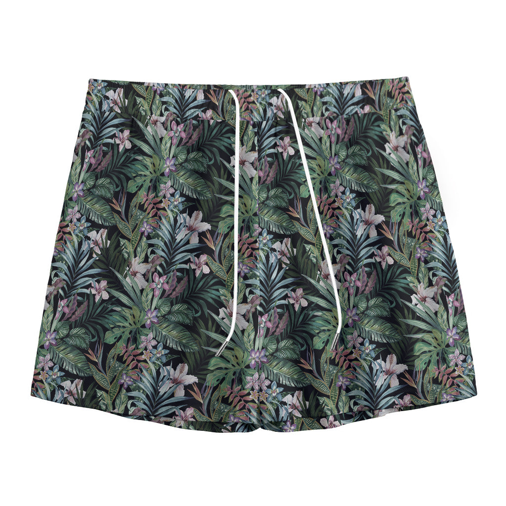 Vintage Tropical Floral Print Mesh Shorts