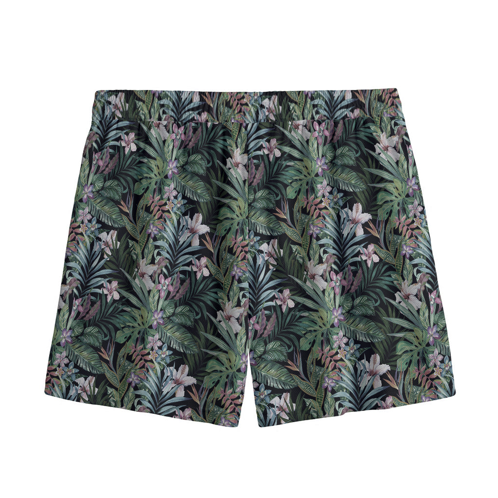 Vintage Tropical Floral Print Mesh Shorts
