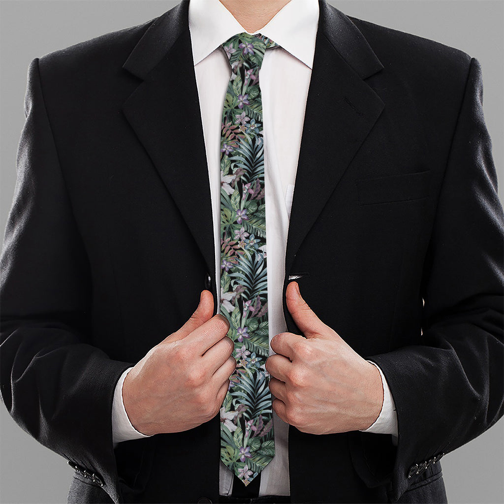 Vintage Tropical Floral Print Necktie