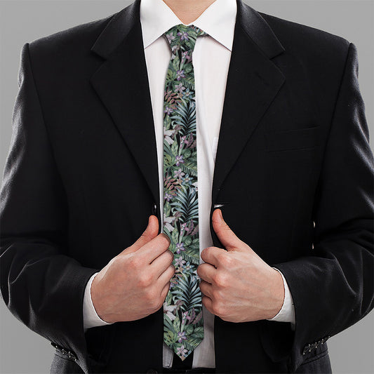 Vintage Tropical Floral Print Necktie