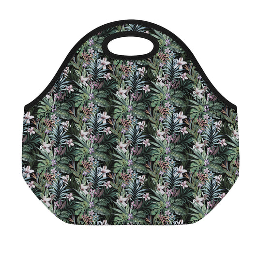 Vintage Tropical Floral Print Neoprene Lunch Bag