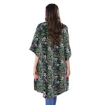 Vintage Tropical Floral Print Open Front Beach Cover Up