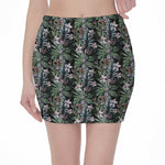 Vintage Tropical Floral Print Pencil Mini Skirt