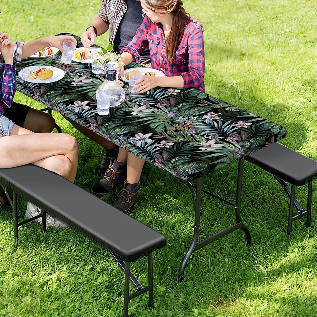 Vintage Tropical Floral Print Picnic Table Cover