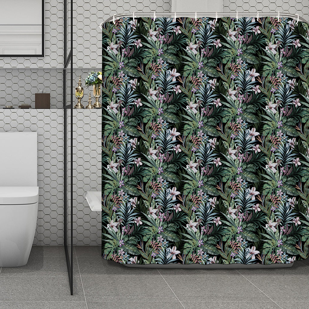 Vintage Tropical Floral Print Polyester Shower Curtain