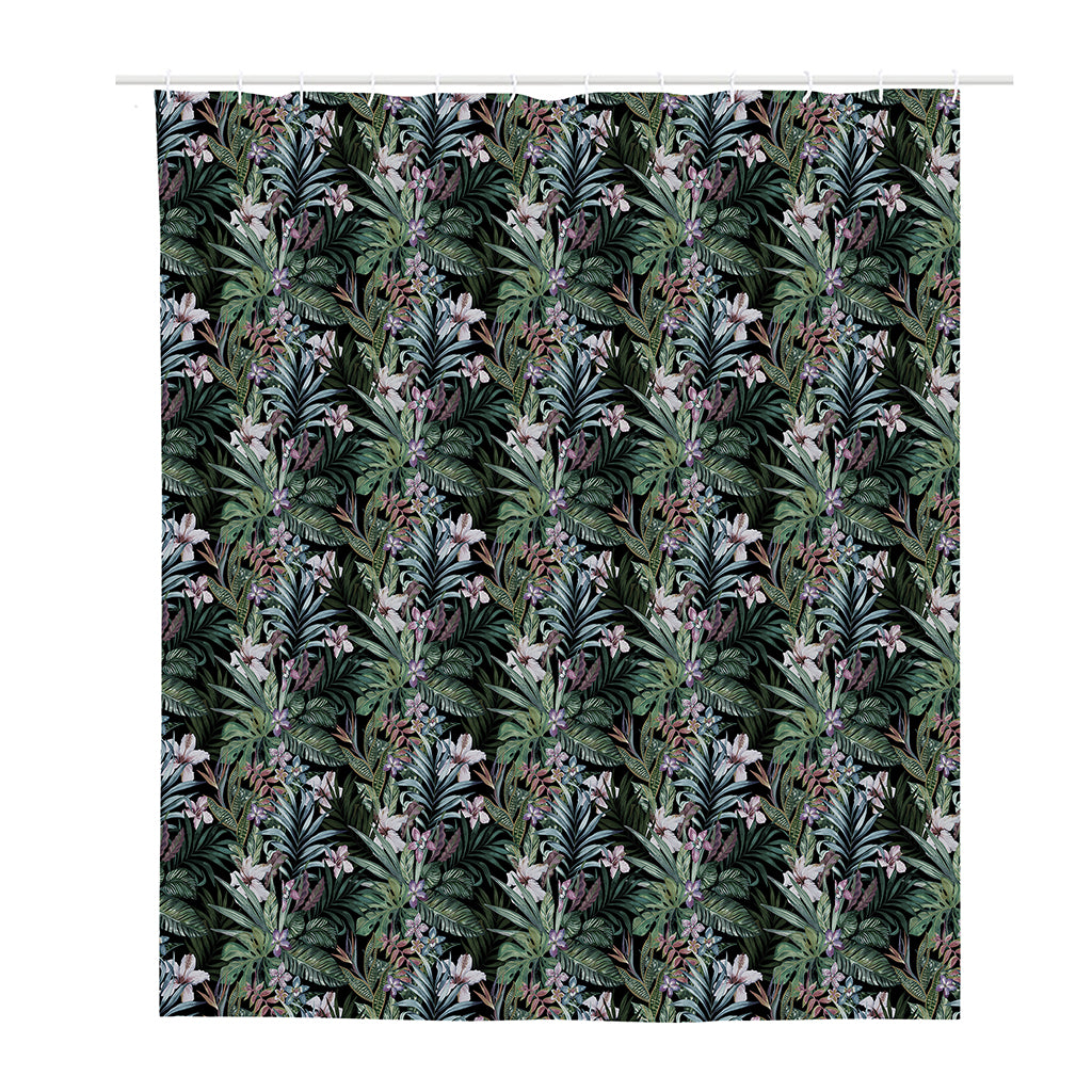 Vintage Tropical Floral Print Polyester Shower Curtain