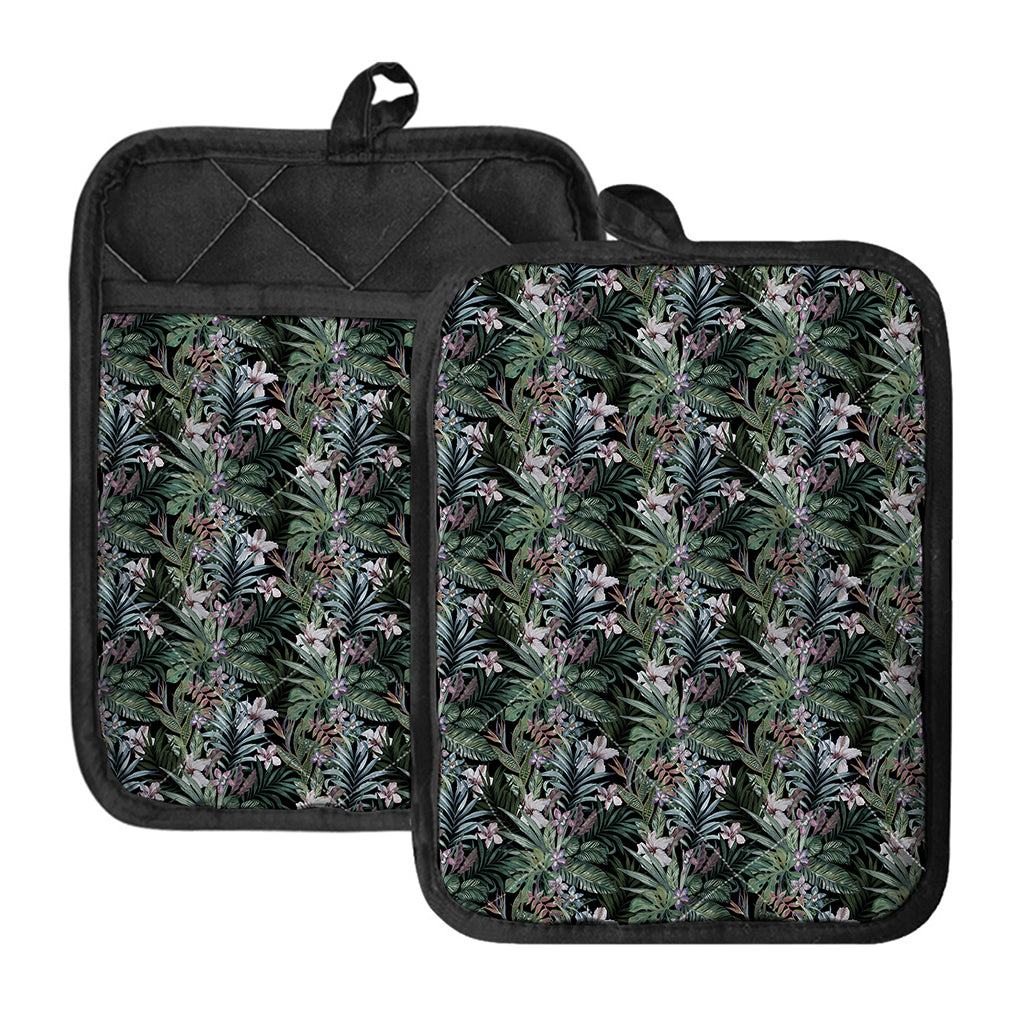 Vintage Tropical Floral Print Pot Holders With Pocket