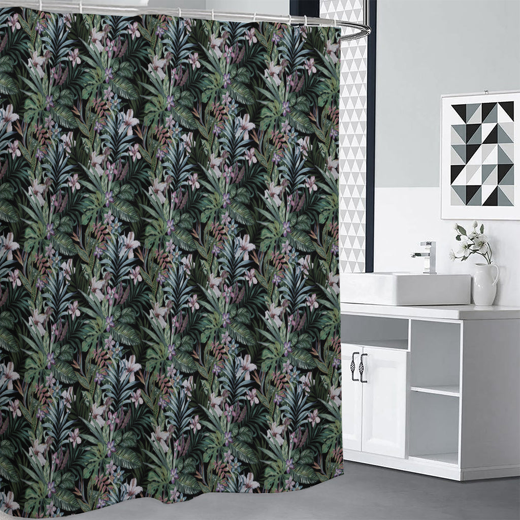 Vintage Tropical Floral Print Premium Shower Curtain
