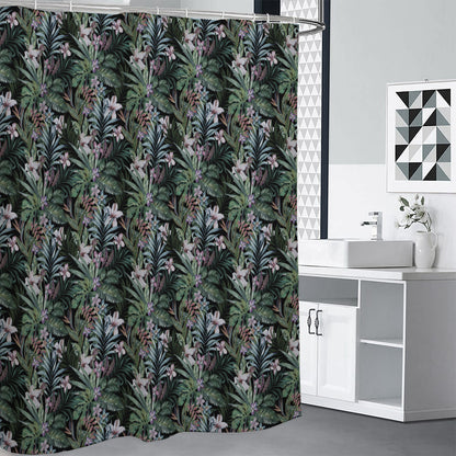 Vintage Tropical Floral Print Premium Shower Curtain