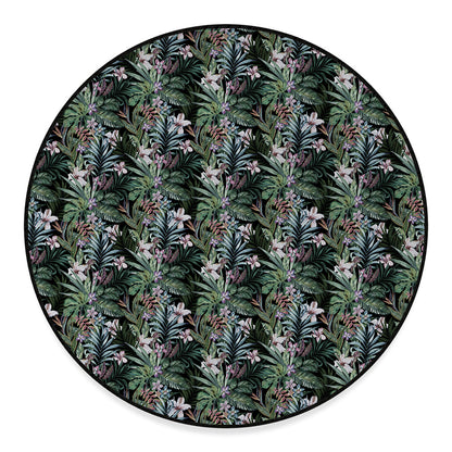 Vintage Tropical Floral Print Round Floor Mat