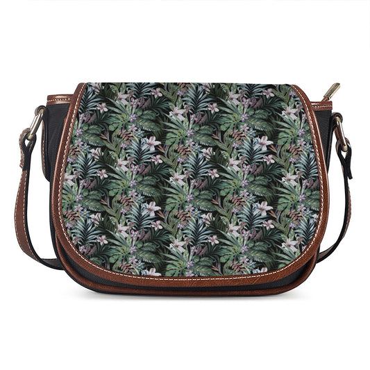 Vintage Tropical Floral Print Saddle Bag