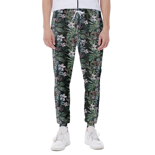 Vintage Tropical Floral Print Scuba Joggers