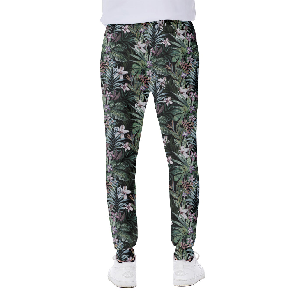 Vintage Tropical Floral Print Scuba Joggers