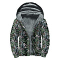 Vintage Tropical Floral Print Sherpa Lined Zip Up Hoodie