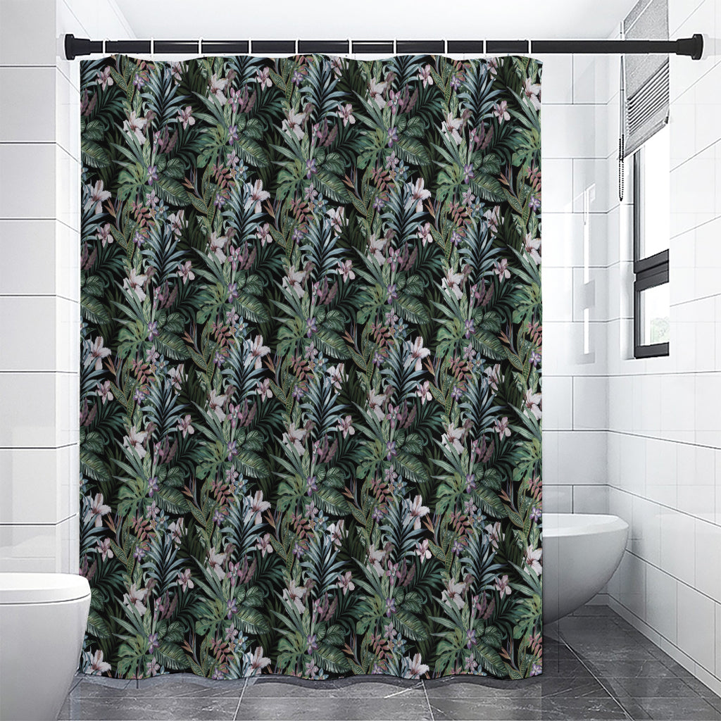 Vintage Tropical Floral Print Shower Curtain