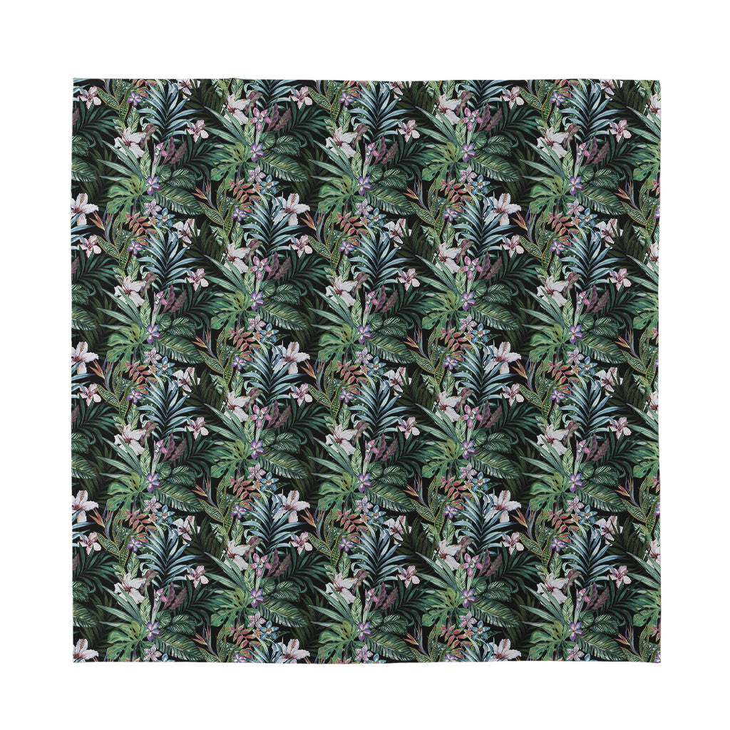 Vintage Tropical Floral Print Silk Bandana