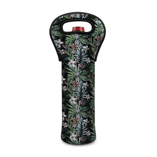 Vintage Tropical Floral Print Single Neoprene Wine Tote