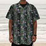 Vintage Tropical Floral Print Textured Short Sleeve Shirt