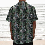 Vintage Tropical Floral Print Textured Short Sleeve Shirt
