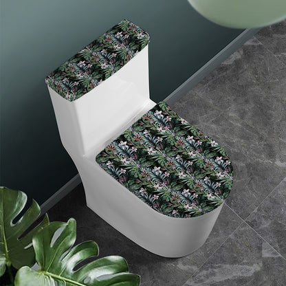 Vintage Tropical Floral Print Toilet Lid And Tank Cover Set