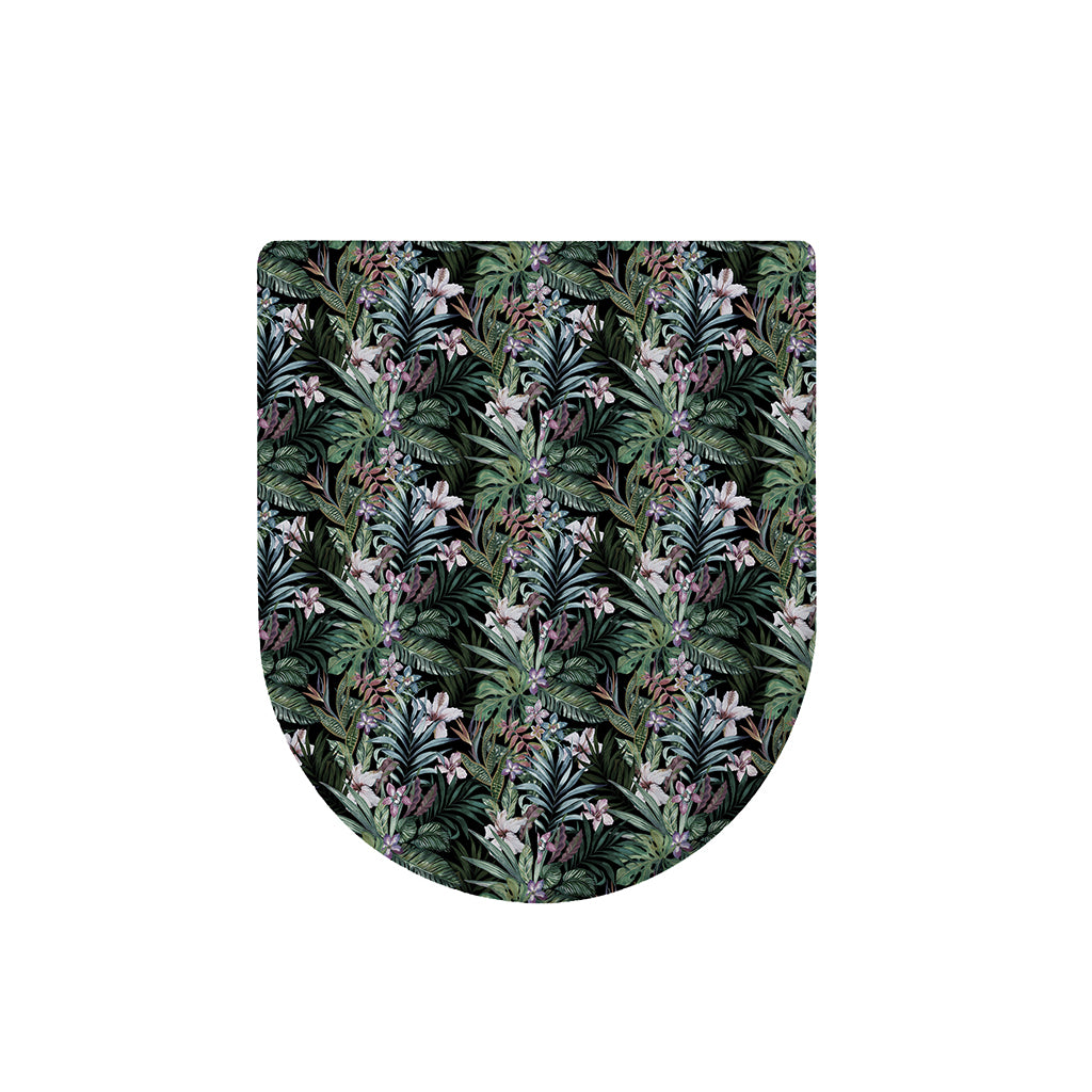 Vintage Tropical Floral Print Toilet Lid Cover