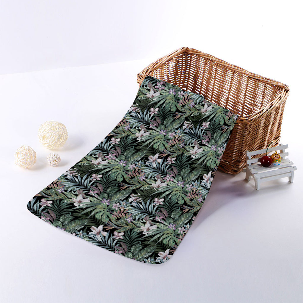 Vintage Tropical Floral Print Towel