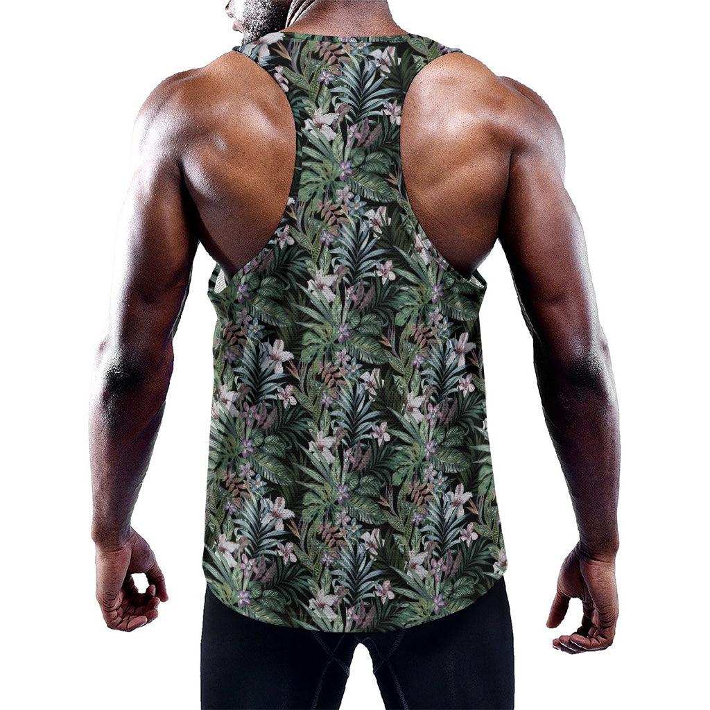 Vintage Tropical Floral Print Training Tank Top
