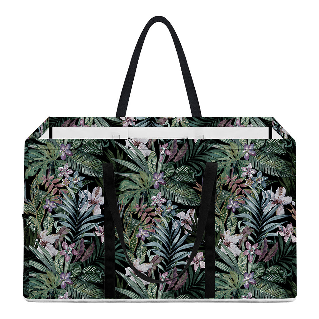 Vintage Tropical Floral Print Utility Tote Bag