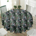 Vintage Tropical Floral Print Waterproof Round Tablecloth