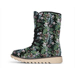 Vintage Tropical Floral Print Winter Boots