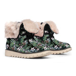 Vintage Tropical Floral Print Winter Boots